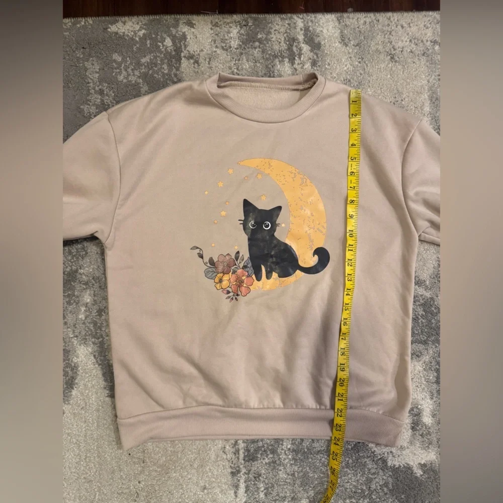 Cozy SHEIN Beige Cat Sweatshirt